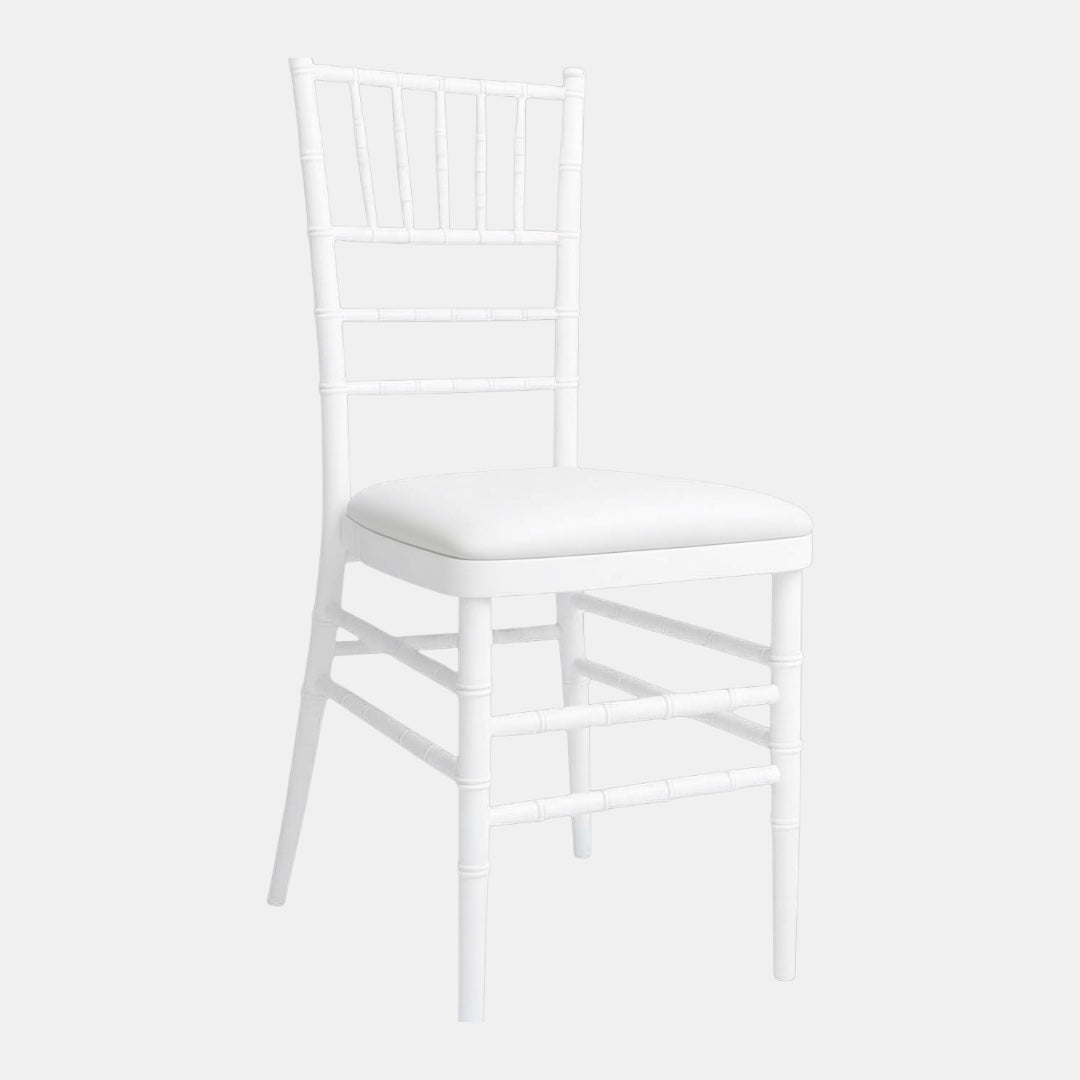 White Tiffany Chair Hire (with white cushion)