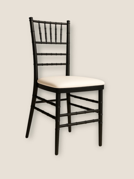Black Tiffany Chair Hire (with white cushion)