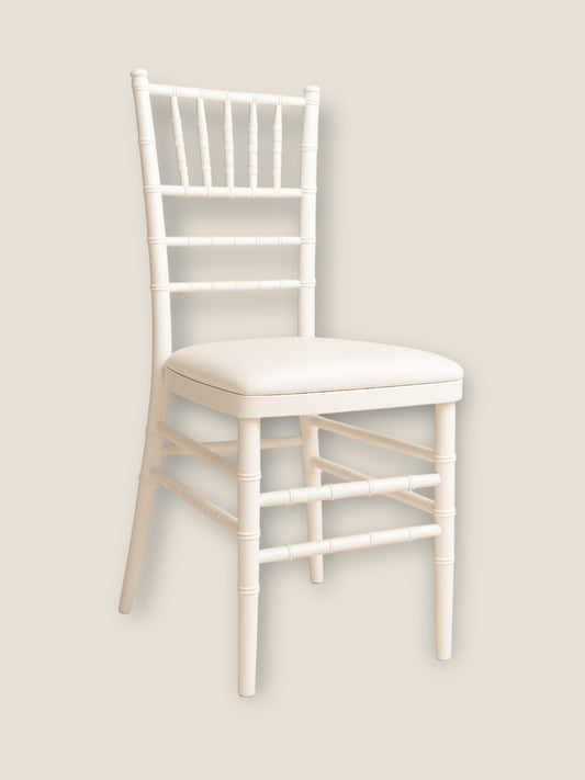 White Tiffany Chair Hire (with white cushion)