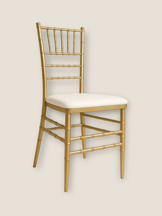 Gold Tiffany Chair Hire (with white cushion)