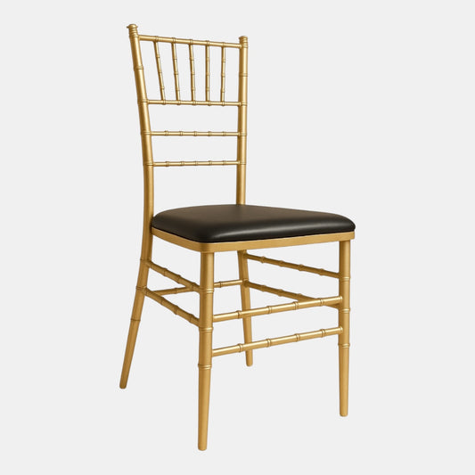 Gold Tiffany Chair Hire (with black cushion)